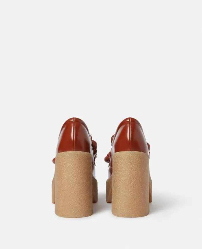 Stella McCartney Skyla Chunky Heel Loafers Tan Women Heels
