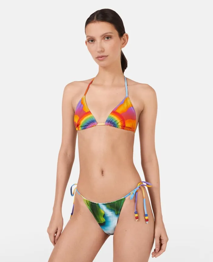 Stella McCartney Smile Print Triangle Bikini Top Multicolour Women Swimwear