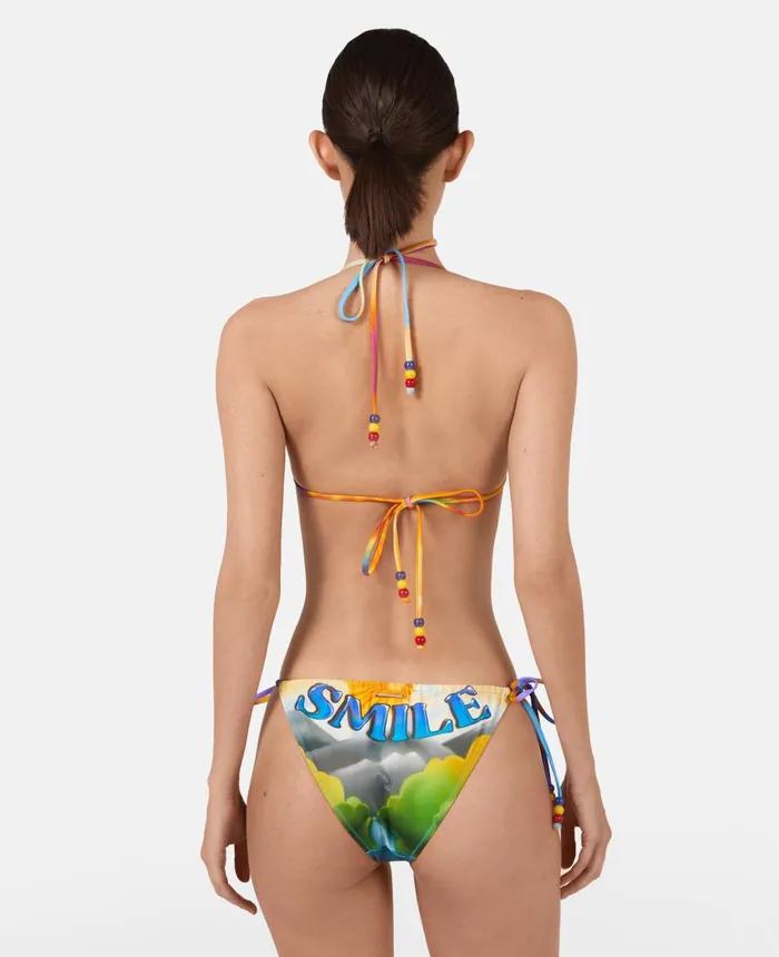 Stella McCartney Smile Print Triangle Bikini Top Multicolour Women Swimwear