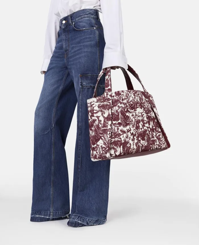 Stella McCartney Stella Logo Fungi Forest Toile De Jouy Tote Bag Burgundy Women Tote Bags Stella McCartney Stella Logo Fungi Forest Toile De Jouy Tote Bag Burgundy Women Tote Bags