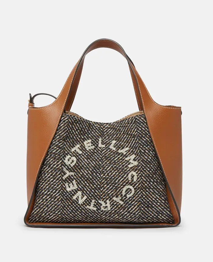 Stella McCartney Stella Logo Herringbone Weave Crossbody Bag Blackpecan Women TopHandle Bags Stella McCartney Stella Logo Herringbone Weave Crossbody Bag Blackpecan Women TopHandle Bags