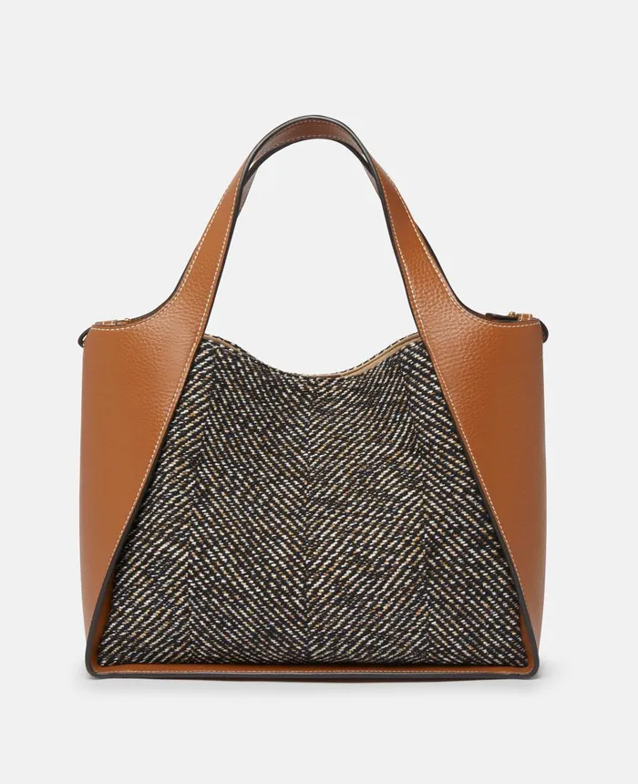 Stella McCartney Stella Logo Herringbone Weave Crossbody Bag Blackpecan Women TopHandle Bags Stella McCartney Stella Logo Herringbone Weave Crossbody Bag Blackpecan Women TopHandle Bags