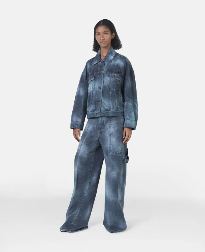 Stella McCartney TieDye Oversized Denim Jacket Aquamarine Women Coats And Jackets Stella McCartney TieDye Oversized Denim Jacket Aquamarine Women Coats And Jackets