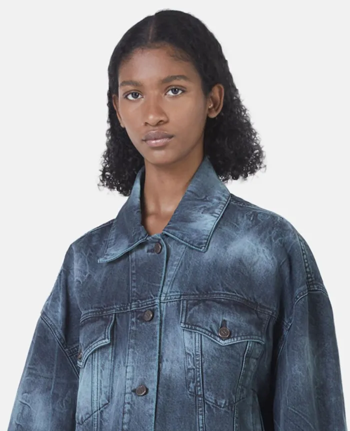 Stella McCartney TieDye Oversized Denim Jacket Aquamarine Women Coats And Jackets Stella McCartney TieDye Oversized Denim Jacket Aquamarine Women Coats And Jackets