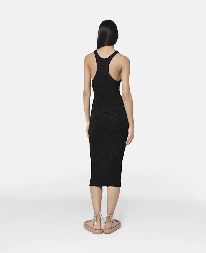 Stella McCartney Upset Kitty Crochet Patch Racerback Midi Dress Black Women Dresses Stella McCartney Upset Kitty Crochet Patch Racerback Midi Dress Black Women Dresses