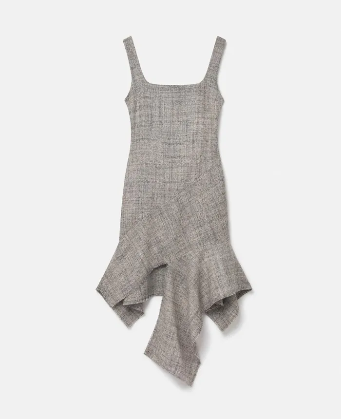 Stella McCartney Wool Mouline Slash Hem Dress Beige Women Dresses
