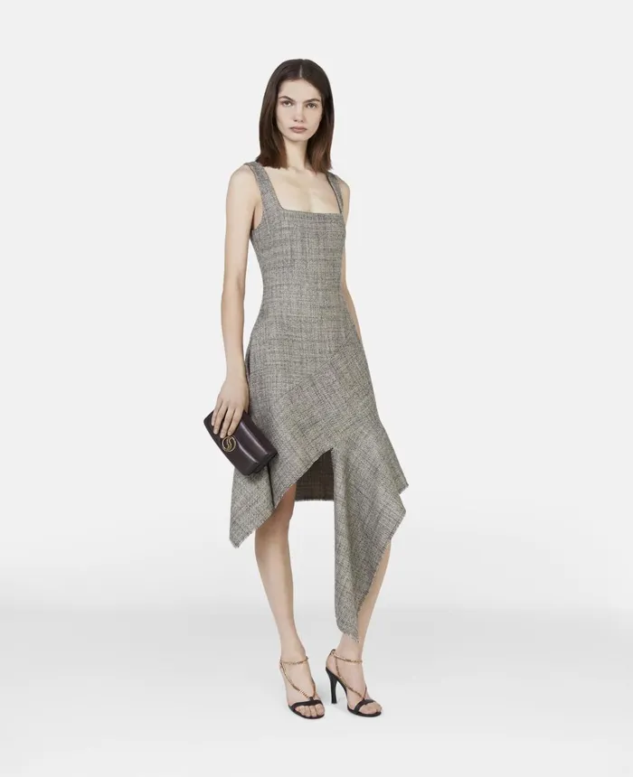 Stella McCartney Wool Mouline Slash Hem Dress Beige Women Dresses
