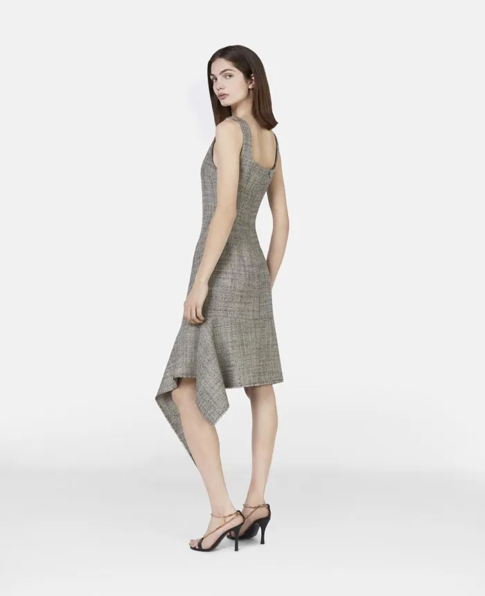 Stella McCartney Wool Mouline Slash Hem Dress Beige Women Dresses