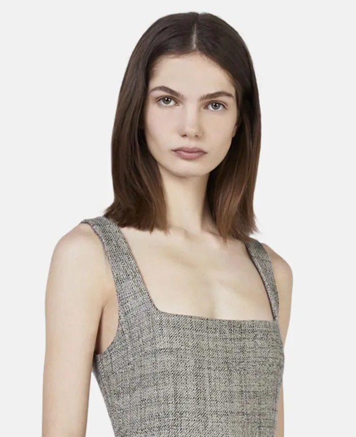 Stella McCartney Wool Mouline Slash Hem Dress Beige Women Dresses