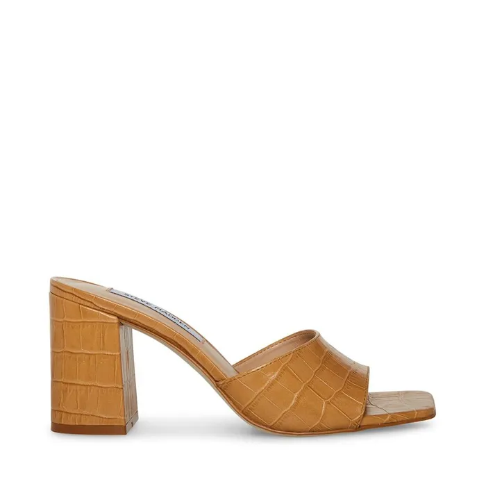 Steve Madden Alaya Tan Crocodile Womens Heels