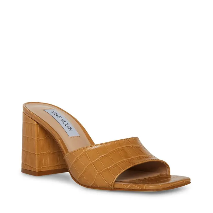Steve Madden Alaya Tan Crocodile Womens Heels