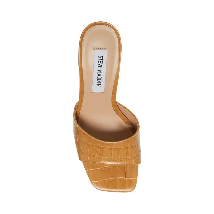 Steve Madden Alaya Tan Crocodile Womens Heels
