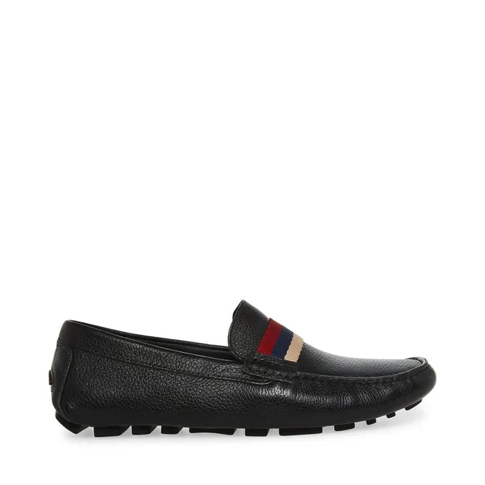 Steve Madden Baz Black Leather Mens Loafers