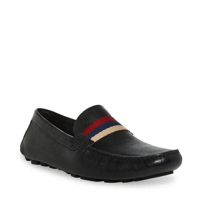 Steve Madden Baz Black Leather Mens Loafers