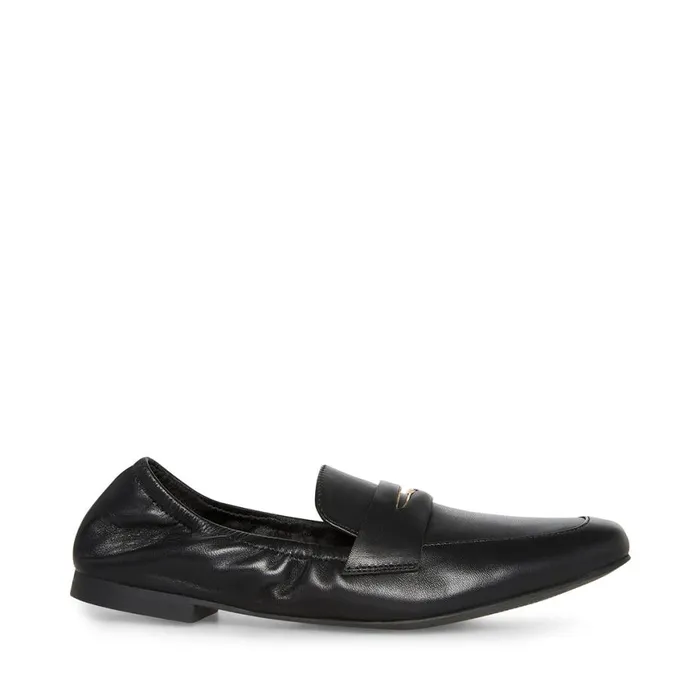 Steve Madden Calver Black Leather Womens Loafers and Flats