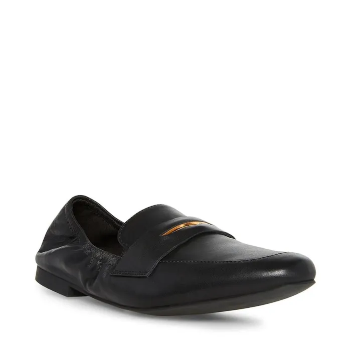 Steve Madden Calver Black Leather Womens Loafers and Flats