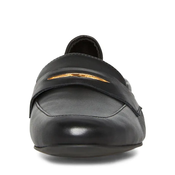 Steve Madden Calver Black Leather Womens Loafers and Flats