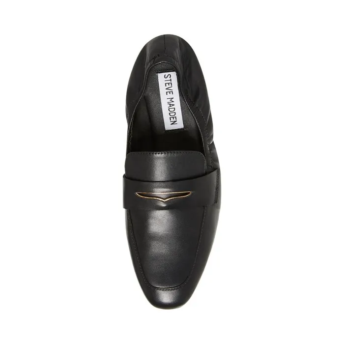 Steve Madden Calver Black Leather Womens Loafers and Flats
