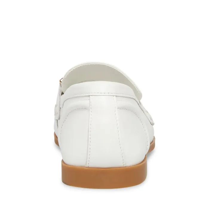 Steve Madden Carrine White Leather Womens Loafers and Flats