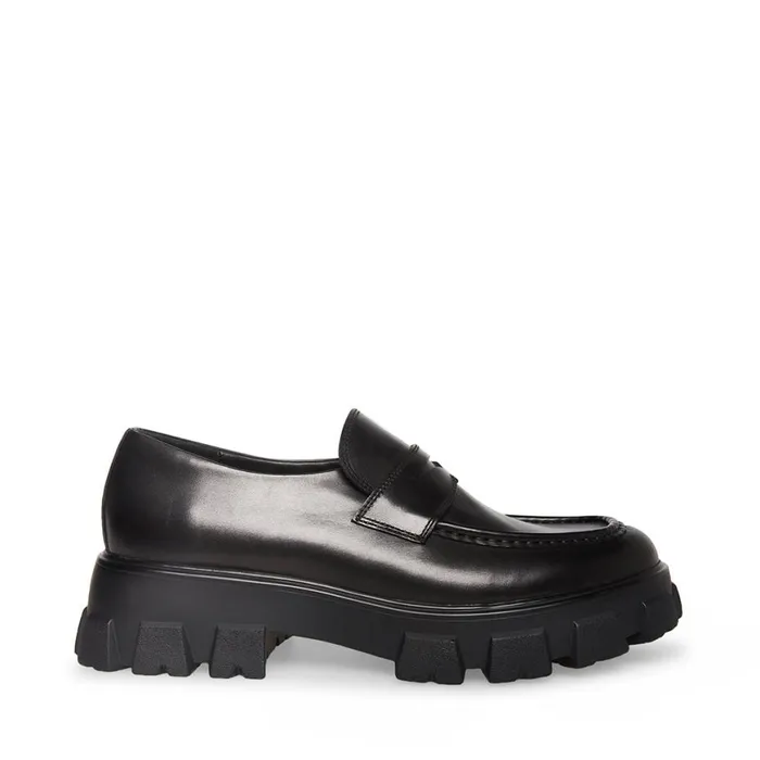 Steve Madden Centro Black Leather Mens Loafers