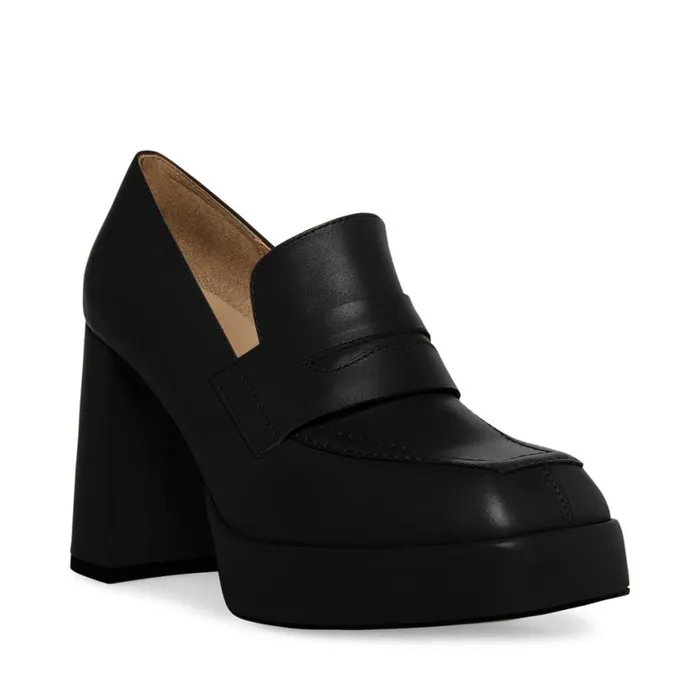 Steve Madden Etta Black Leather Womens Heels