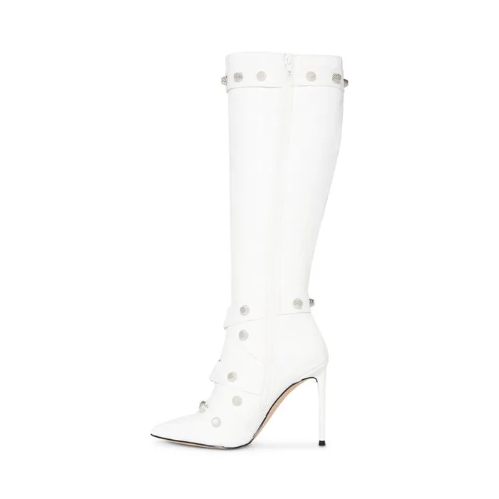Steve Madden Fink White Womens Boots and Booties