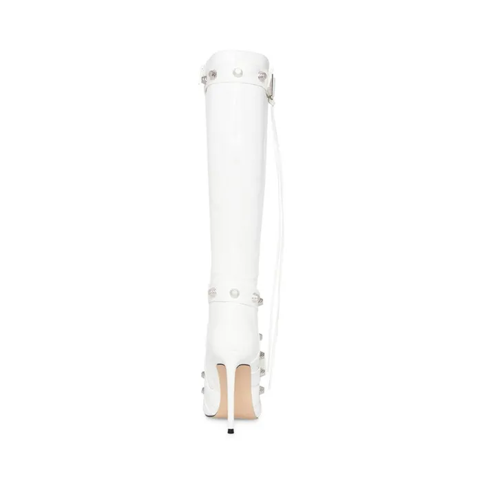 Steve Madden Fink White Womens Boots and Booties