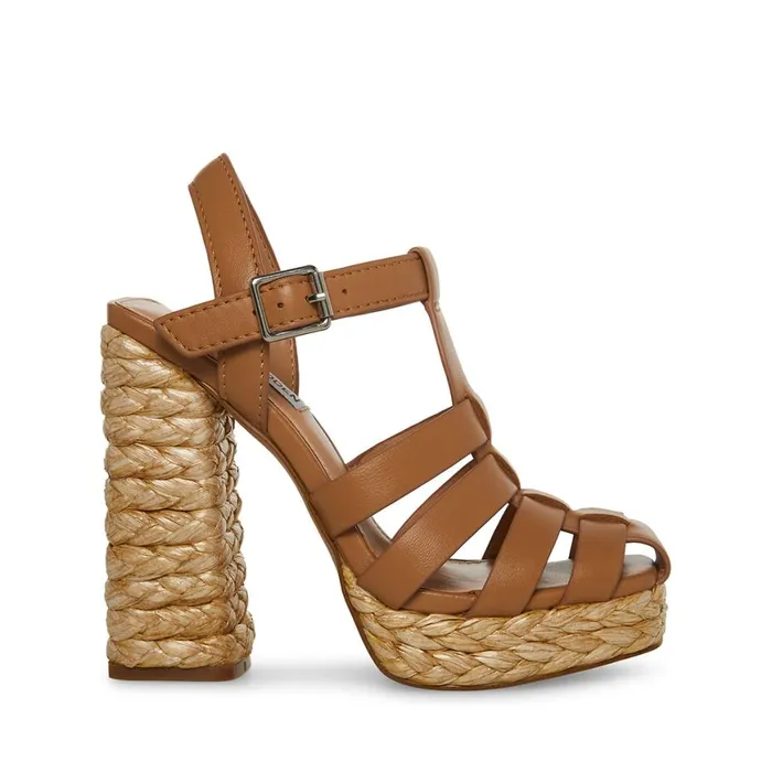 Steve Madden Gallery Tan Leather Womens Heels