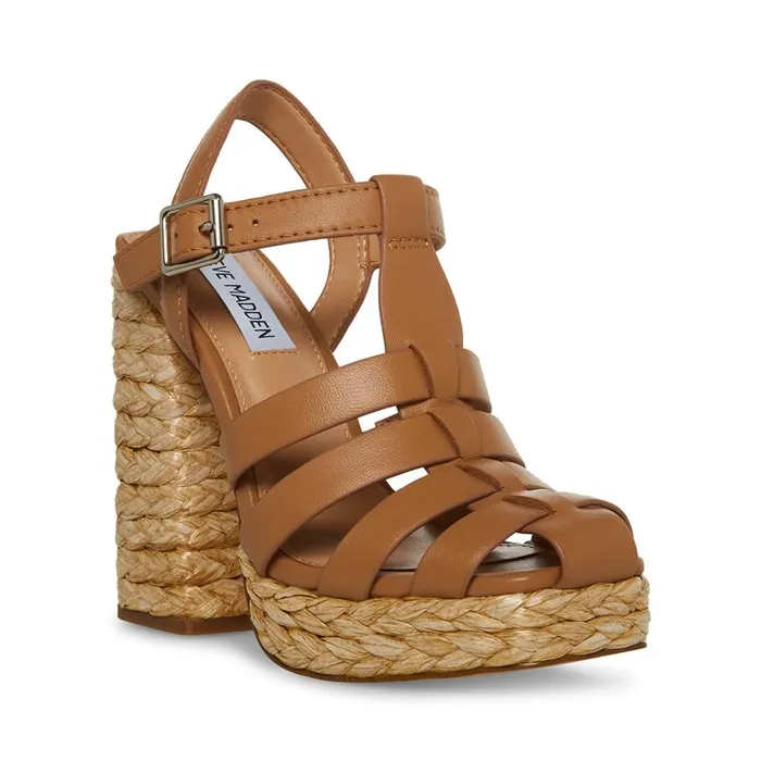 Steve Madden Gallery Tan Leather Womens Heels