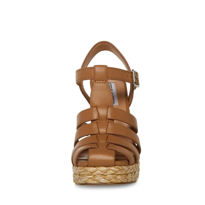 Steve Madden Gallery Tan Leather Womens Heels