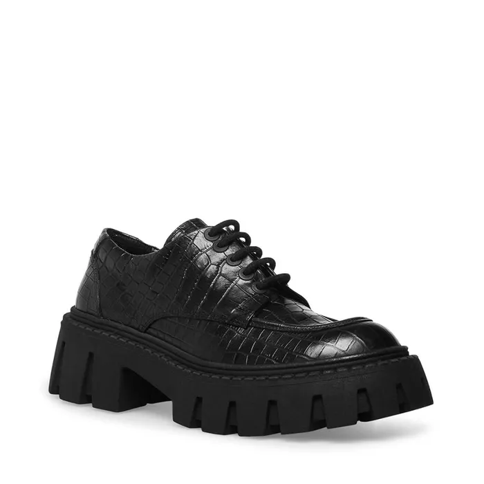 Steve Madden Hadley Black Crocodile Womens Loafers and Flats