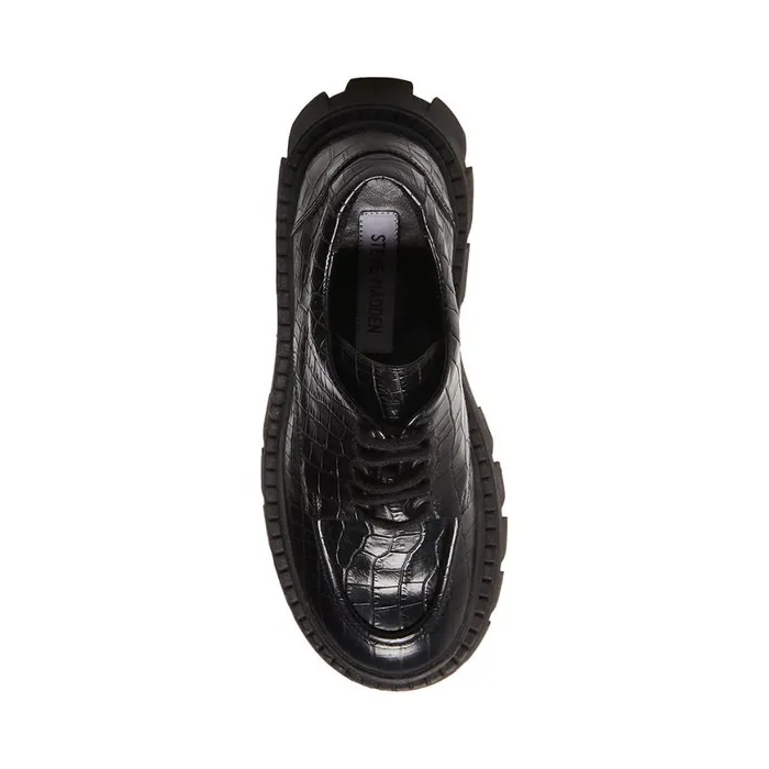 Steve Madden Hadley Black Crocodile Womens Loafers and Flats