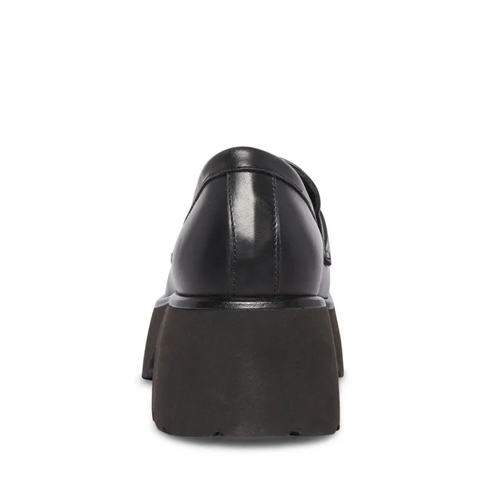 Steve Madden Jaxi Black Leather Womens Loafers and Flats