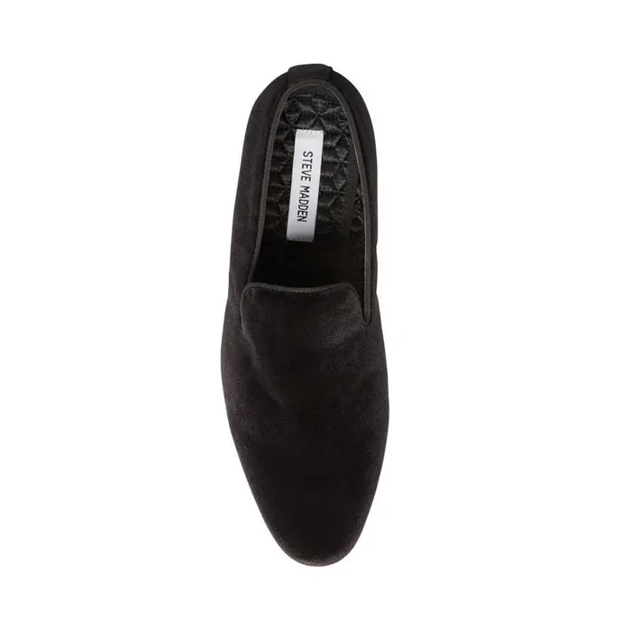 Steve Madden Laight Black Velvet Mens Loafers