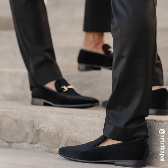 Steve Madden Laight Black Velvet Mens Loafers