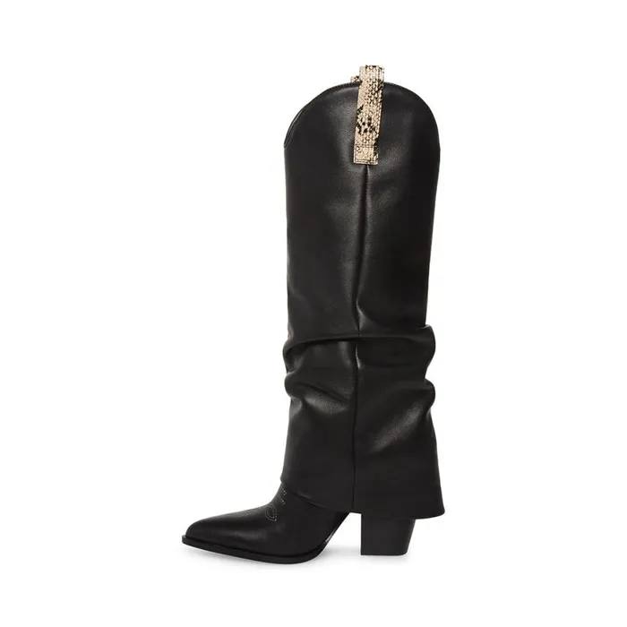 Steve Madden Lassy Black Leather Womens Boots and Booties Steve Madden Lassy Black Leather Womens Boots and Booties