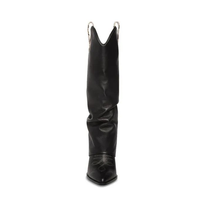 Steve Madden Lassy Black Leather Womens Boots and Booties Steve Madden Lassy Black Leather Womens Boots and Booties