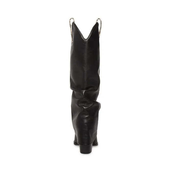 Steve Madden Lassy Black Leather Womens Boots and Booties Steve Madden Lassy Black Leather Womens Boots and Booties