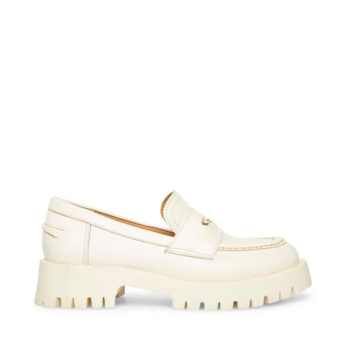 Steve Madden Lawrence Bone Leather Womens Loafers and Flats