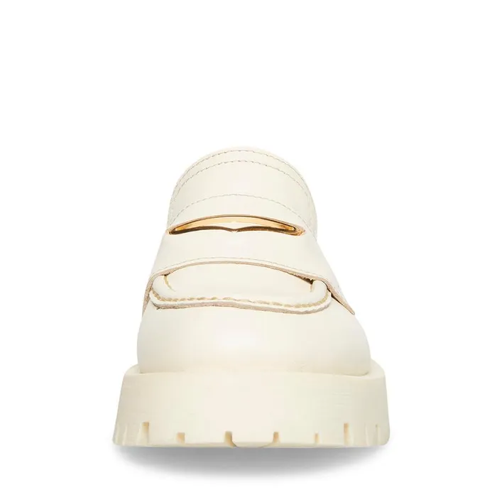 Steve Madden Lawrence Bone Leather Womens Loafers and Flats