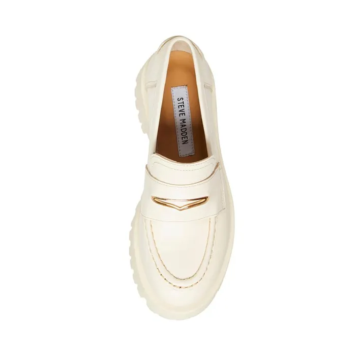 Steve Madden Lawrence Bone Leather Womens Loafers and Flats