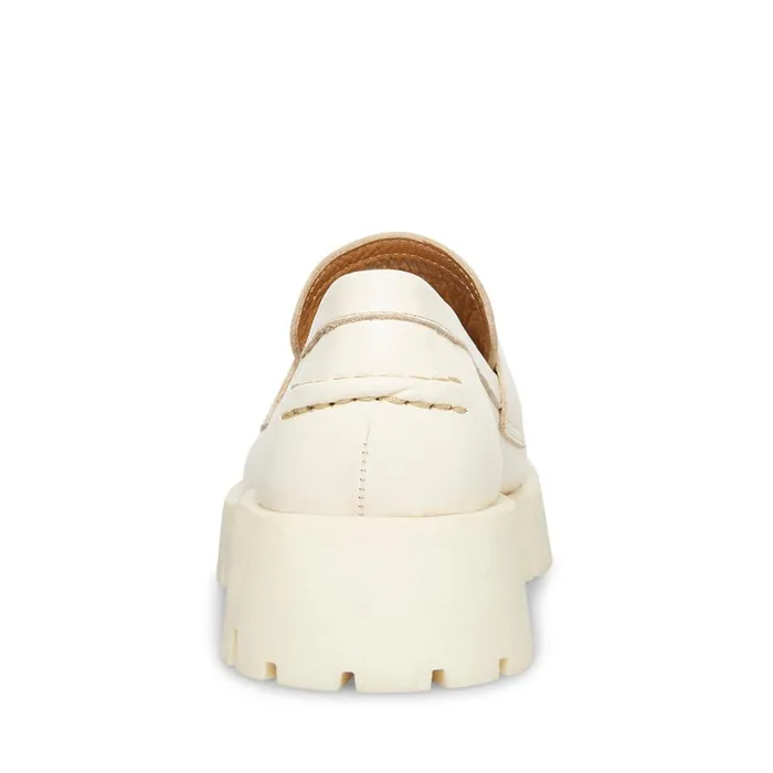 Steve Madden Lawrence Bone Leather Womens Loafers and Flats