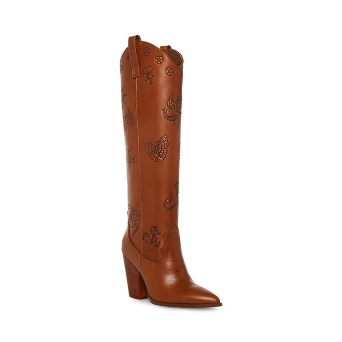 Steve Madden Lousiana Tan Leather Womens Boots and Booties Steve Madden Lousiana Tan Leather Womens Boots and Booties
