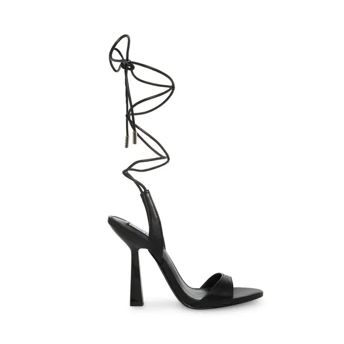 Steve Madden Michelle Black Leather Womens Heels