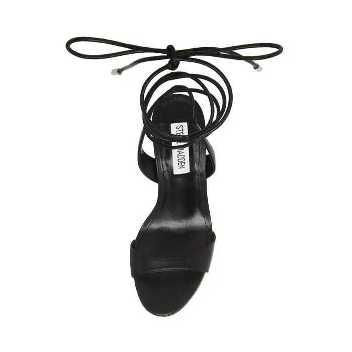 Steve Madden Michelle Black Leather Womens Heels