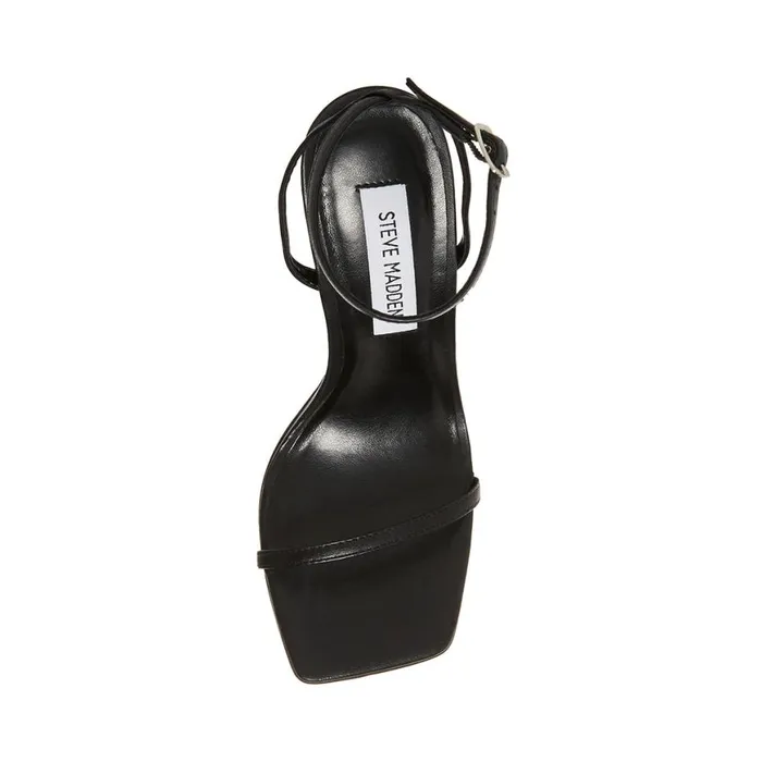 Steve Madden Midnight Black Leather Womens Heels