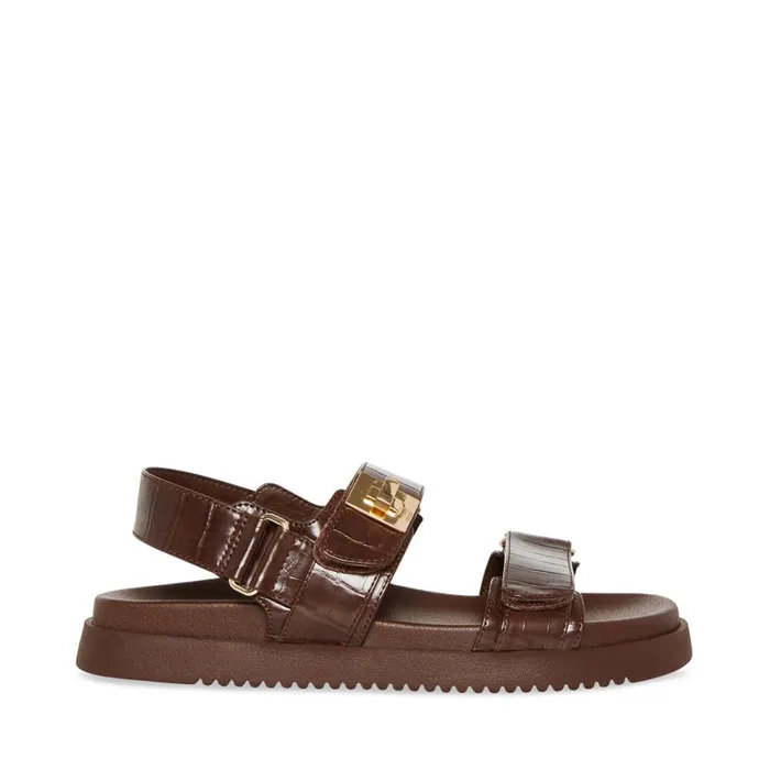 Steve Madden Mona Brown Crocodile Womens Sandals