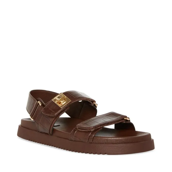 Steve Madden Mona Brown Crocodile Womens Sandals