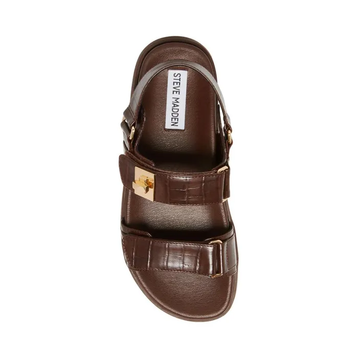 Steve Madden Mona Brown Crocodile Womens Sandals