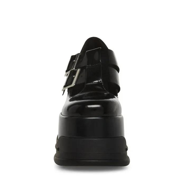 Steve Madden Phase Black Leather Womens Loafers and Flats